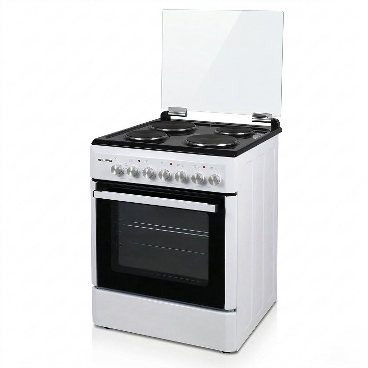 SILIFO SF6152 Ηλεκτρική Κουζίνα 60cm με Εμαγιέ Εστίες Λευκό Μαύρο (4 Έτη Εγγύηση)